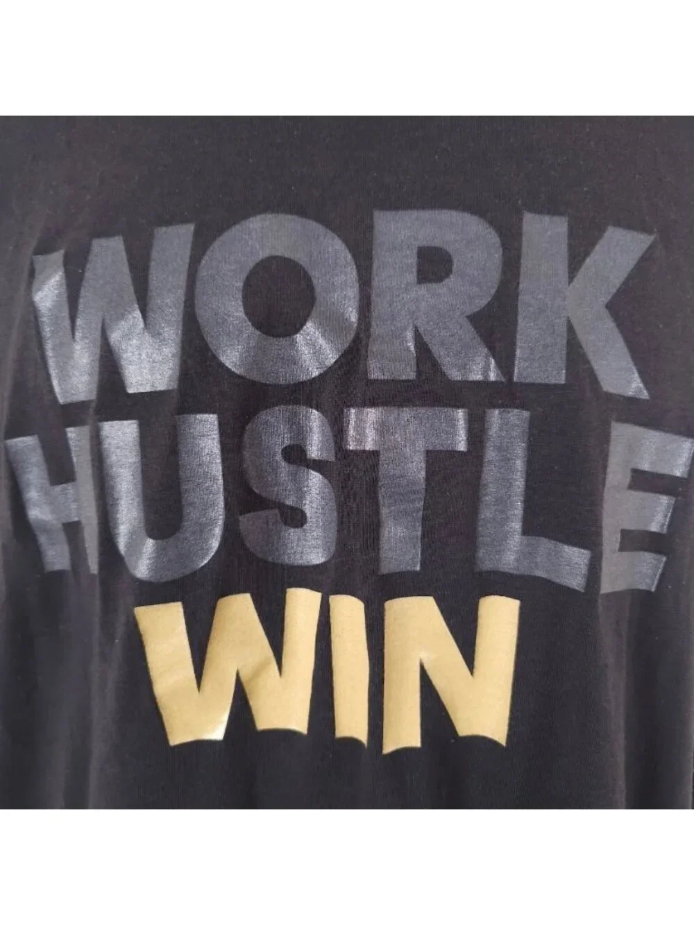 Adidas T Shirt Mens Size Large Black Work Hustle Win Climalite Streetwear
